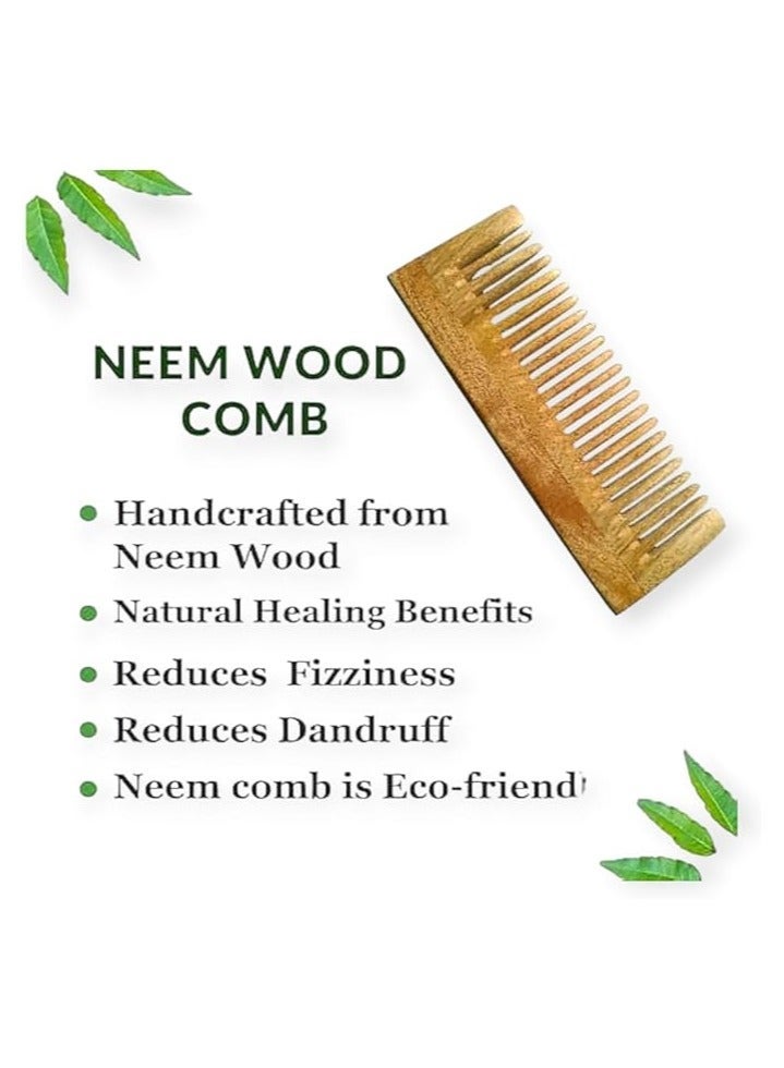 Zodiac Neem Wood Hair Comb for Hair Growth, Dandruff Control & Reduced Hair Fall | Wide & Thin Teeth NWD 11 - Image 2